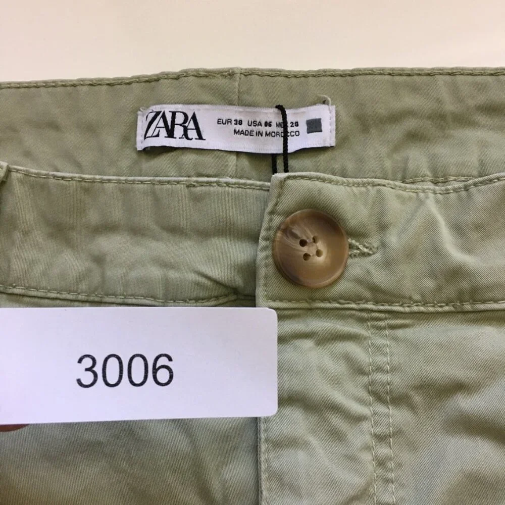 Zara Womens Chino Pants Size 6 Cuff Hem High-Rise Stretch 24.5 Inseam Green - Picture 15 of 15